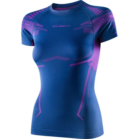 Brubeck SS13690 Koszulka damska DRY z krótkim rękawem jeansowy/fioletowy S