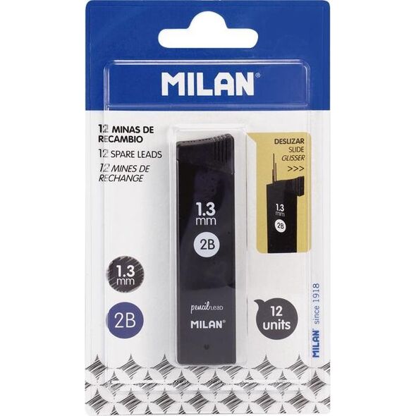 Milan GRAFITY 2B 1,3 MM DO OŁÓWKÓW AUTOMATYCZNYCH MILAN 12 SZT. BLISTER
