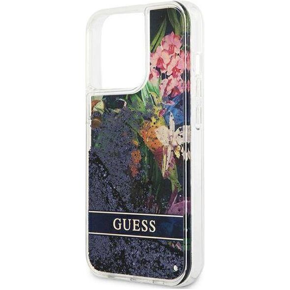 Guess Guess GUHCP13LLFLSB iPhone 13 Pro / 13 6,1" niebieski/blue hardcase Flower Liquid Glitter