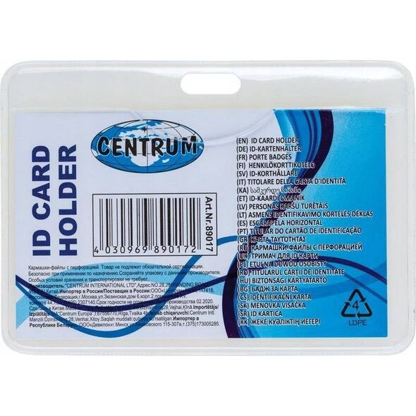 Centrum Identyfikator plastikowy 100x70 mm CENTRUM 89017 transparent plastik