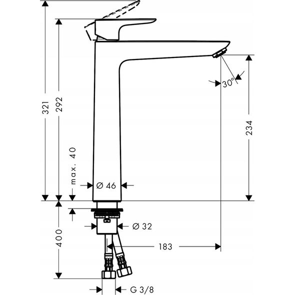 Bateria umywalkowa Hansgrohe Talis E Jednouchwytowa bateria umywalkowa 240 bez kpl. odpływowego, czarny matowy