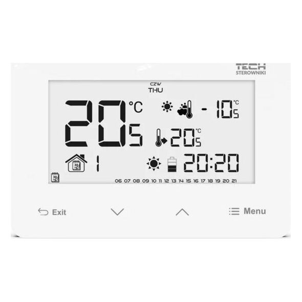 Tech Bezprzewodowy regulator pokojowy ST293V2 dwustanowy (panel przedni ze szkła) biały