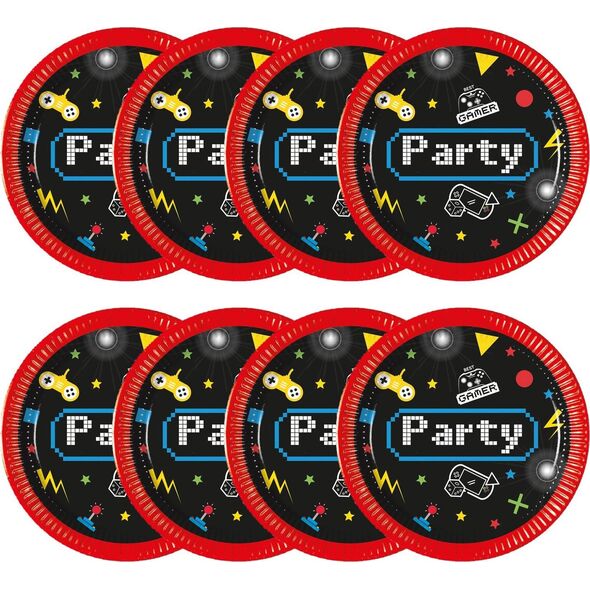 PROCOS Talerzyki papierowe 20cm 8 szt Gaming Party