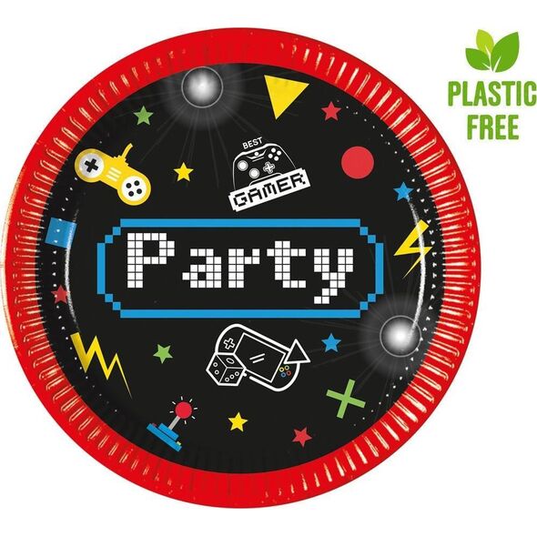 PROCOS Talerzyki papierowe 20cm 8 szt Gaming Party