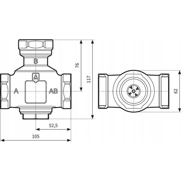 Afriso Zawór temperaturowy ATV 554, DN32, Rp1 1/4", kvs 9, 50°C