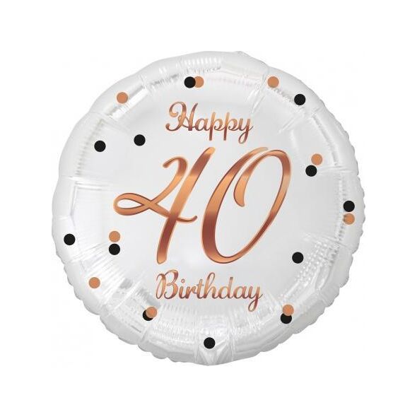 GoDan Balon foliowy Happy 40 Birthday biały 45cm