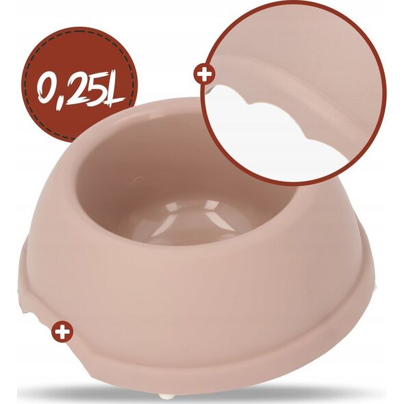 Barry King Miska plastikowa dla psów i kotów XS, 0,25L, beżowa, śr. 15cm,