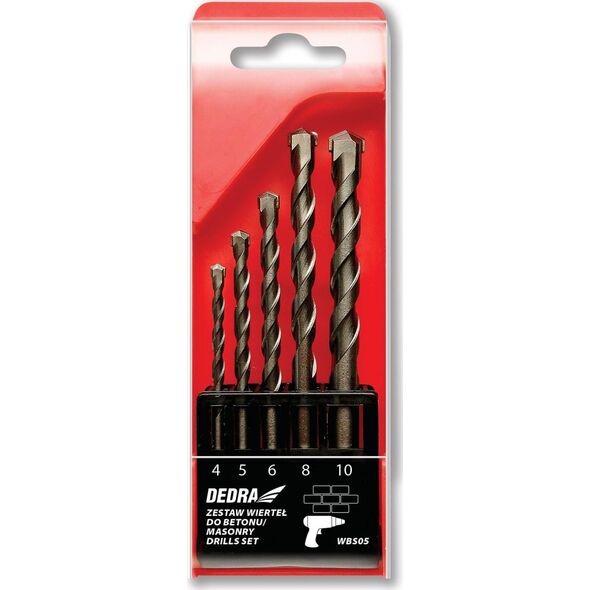 Wiertło Dedra Zestaw 5szt wierteł do betonu, 4,5,6,8,10mm