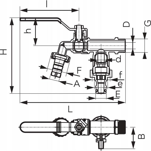 Ferro KCD2 ZAWÓR CZERP.KULOWY Z 2 PRZYŁ. 1", 3/4" FERRO // ZKC.25/20-COMFORT-FER