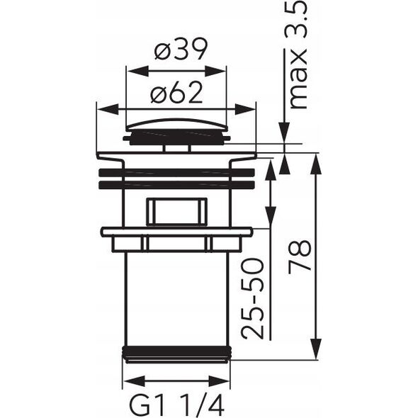 Ferro S283-BL-B SPUST KLIK-KLAK MAŁY G 1 1/4 CZARNY Z PRZELEWEM FERRO // S.SPUST.KLIK-KLAK-S283-BL-B