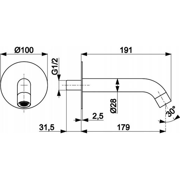 Bateria wannowa KFA 836-004-00 WYLOT WANNOWY PODTYNKOWY MOZA, CHROM // B-73-MOZA-WYLOT-CHROM