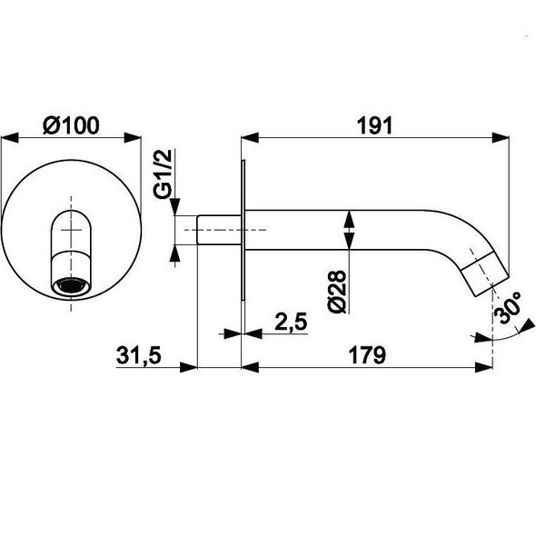 Bateria wannowa KFA 836-004-00 WYLOT WANNOWY PODTYNKOWY MOZA, CHROM // B-73-MOZA-WYLOT-CHROM