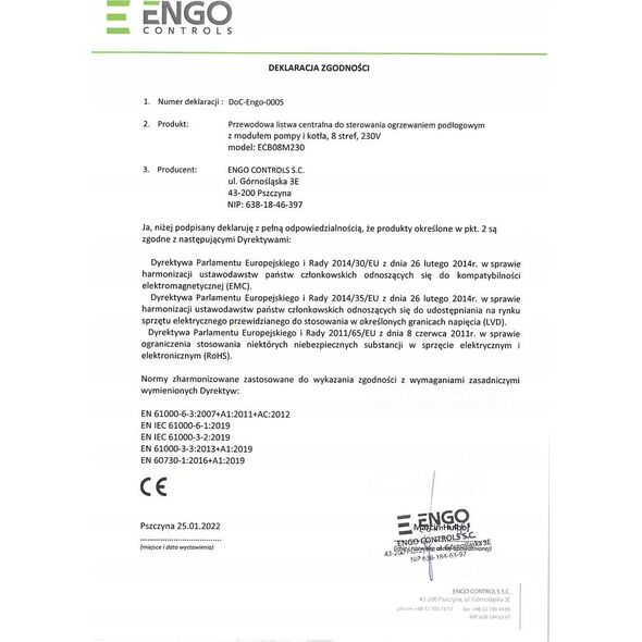 Salus Listwa centralna Engo do sterowania ogrzewaniem podłogowym