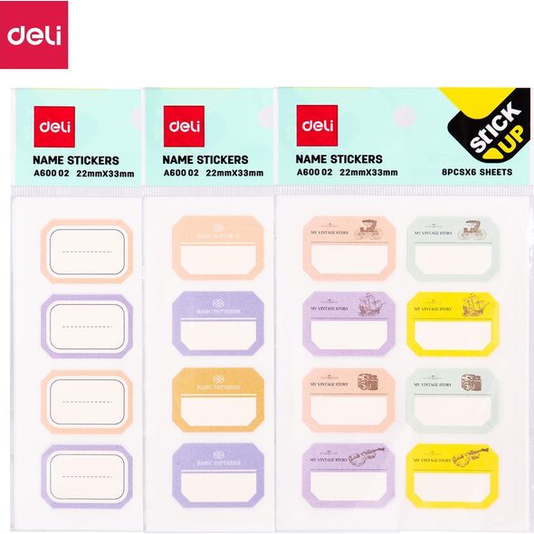 Deli NAKLEJKA OPISOWA DELI A60002 8 SZTUK * 6 KARTEK