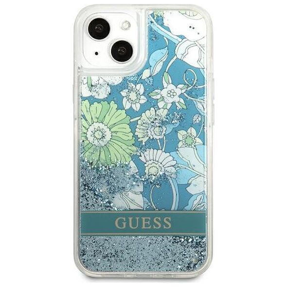 Guess Guess GUHCP13SLFLSN iPhone 13 mini 5,4" zielony/green hardcase Flower Liquid Glitter