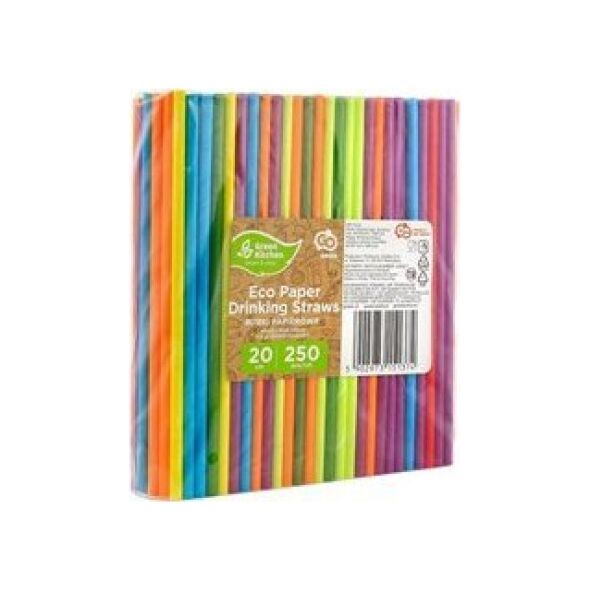 GoDan Słomki papierowe tęczowe MIX 197x6mm 250szt