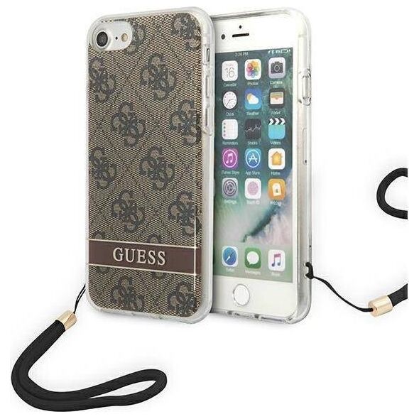 Guess Guess GUOHCI8H4STW iPhone SE 2022 / SE 2020 / 7/ 8 brązowy/brown hardcase 4G Print Strap
