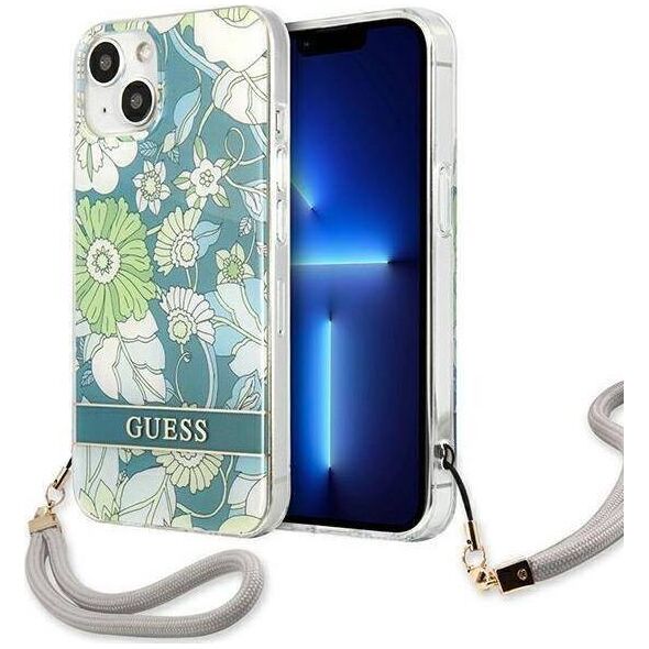 Guess Guess GUHCP13SHFLSN iPhone 13 mini 5,4" zielony/green hardcase Flower Strap