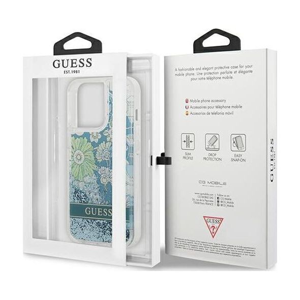 Guess Guess GUHCP13XLFLSN iPhone 13 Pro Max 6,7" zielony/green hardcase Flower Liquid Glitter