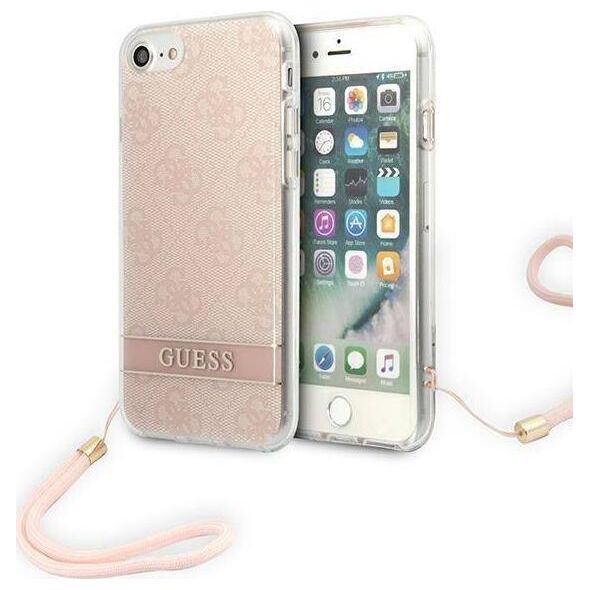 Guess Guess GUOHCI8H4STP iPhone SE 2022 / SE 2020 / 7/ 8 różowy/pink hardcase 4G Print Strap