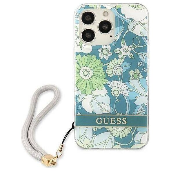 Guess Guess GUHCP13LHFLSN iPhone 13 Pro / 13 6,1" zielony/green hardcase Flower Strap