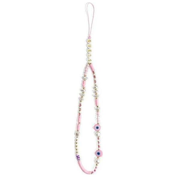 Guess Guess zawieszka GUSTSHPP Phone Strap rózowy/pink Beads Shell