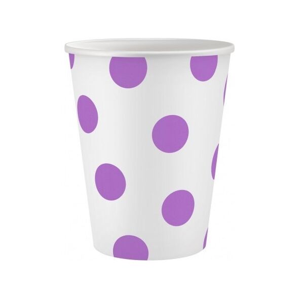 GoDan Kubeczki papierowe Groszki lawendowe 250ml 6szt.