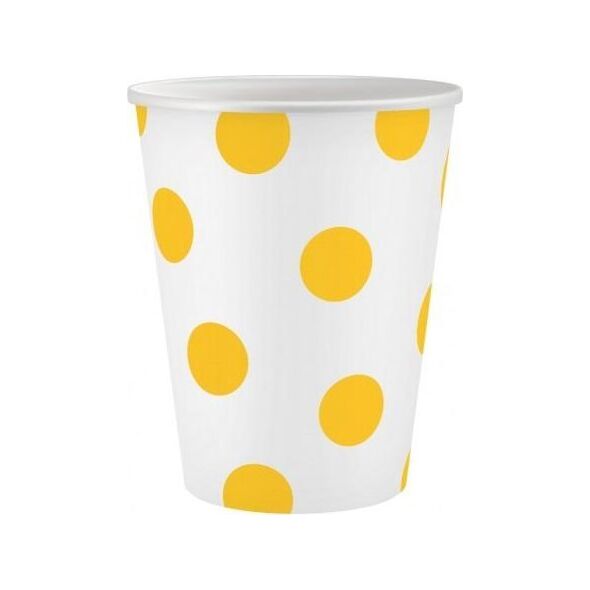 GoDan Kubeczki papierowy Groszki żółte 250ml 6szt.