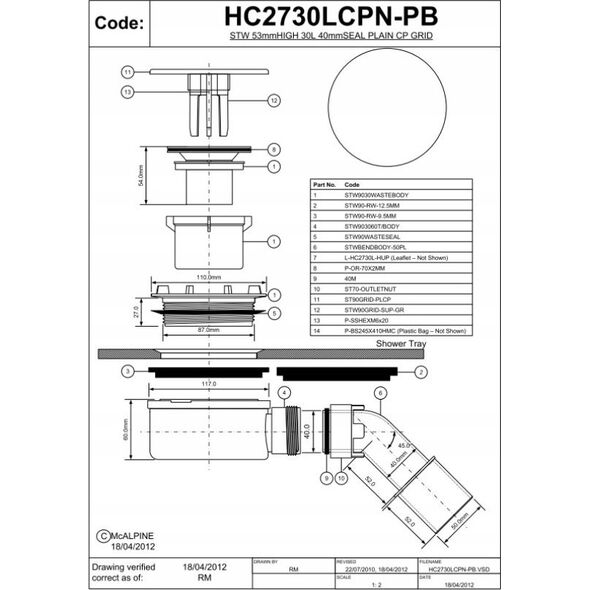Syfon Mc Alpine SYFON BRODZIK NISKI SAMOCZYSZ 90MM CZARNY MAT NISK