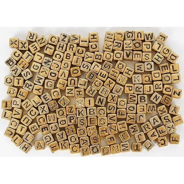 FANDY Koraliki ABC - Złote literki 6 mm (30g)