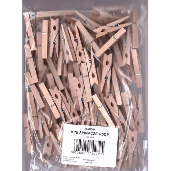 LearnHow Klamerki mini spinacze 4,5cm 100szt