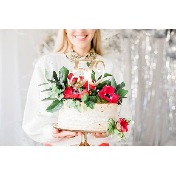PartyDeco Topper na tort "50", złoty, 20.5cm one size