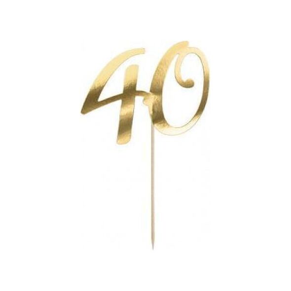 PartyDeco Topper na tort "40", złoty, 20.5cm one size