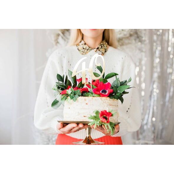 PartyDeco Topper na tort "40", złoty, 20.5cm one size