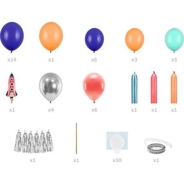 PartyDeco Girlanda balonowa - Rakieta, mix, 154x130cm one size