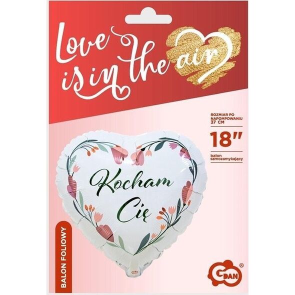 GoDan Balon foliowy Kocham Cię białe serce