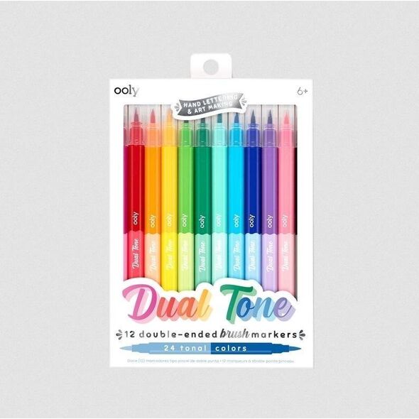 Ooly Flamastry pędzelkowe Dual Tone 24 kolory