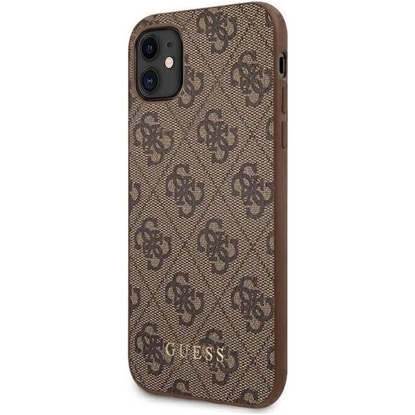 Guess Guess GUHCN61G4GFBR iPhone 11 6,1" brązowy/brown hard case 4G Metal Gold Logo