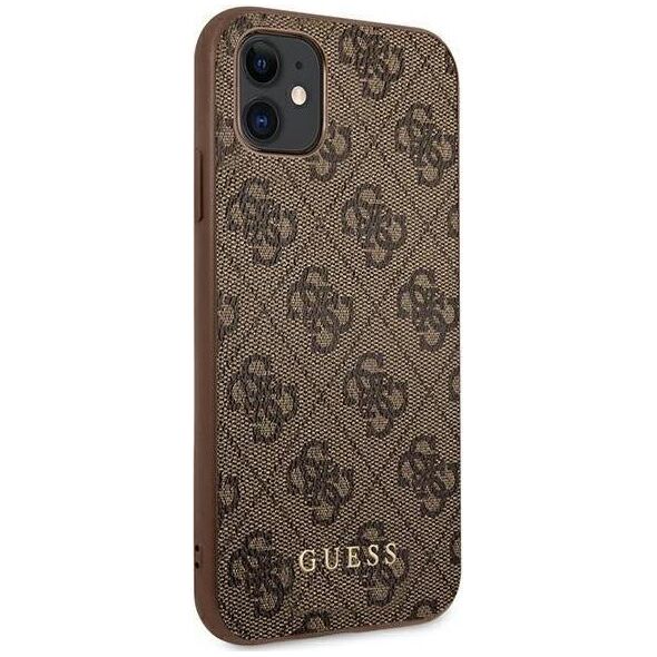 Guess Guess GUHCN61G4GFBR iPhone 11 6,1" brązowy/brown hard case 4G Metal Gold Logo
