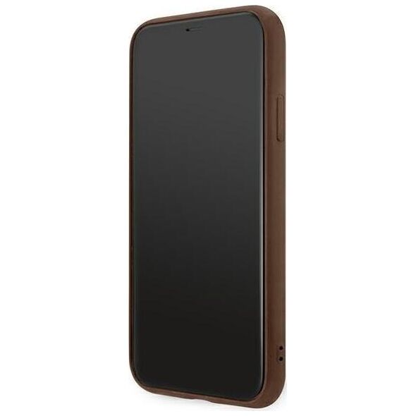 Guess Guess GUHCN61G4GFBR iPhone 11 6,1" brązowy/brown hard case 4G Metal Gold Logo