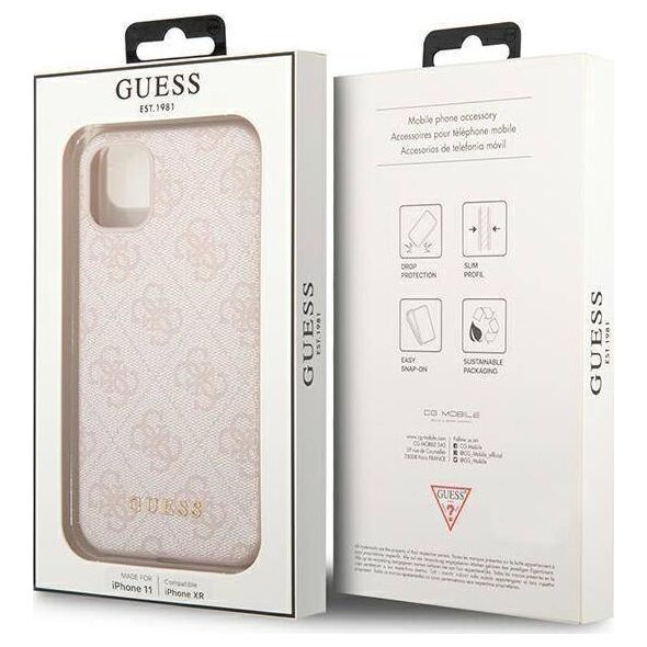 Guess Guess GUHCN61G4GFPI iPhone 11 6,1" różowy/pink hard case 4G Metal Gold Logo