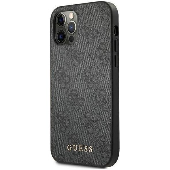 Guess Guess GUHCP12MG4GFGR iPhone 12 / 12 Pro 6,1" szary/grey hard case 4G Metal Gold Logo