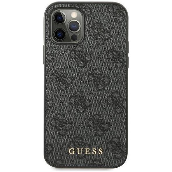 Guess Guess GUHCP12MG4GFGR iPhone 12 / 12 Pro 6,1" szary/grey hard case 4G Metal Gold Logo