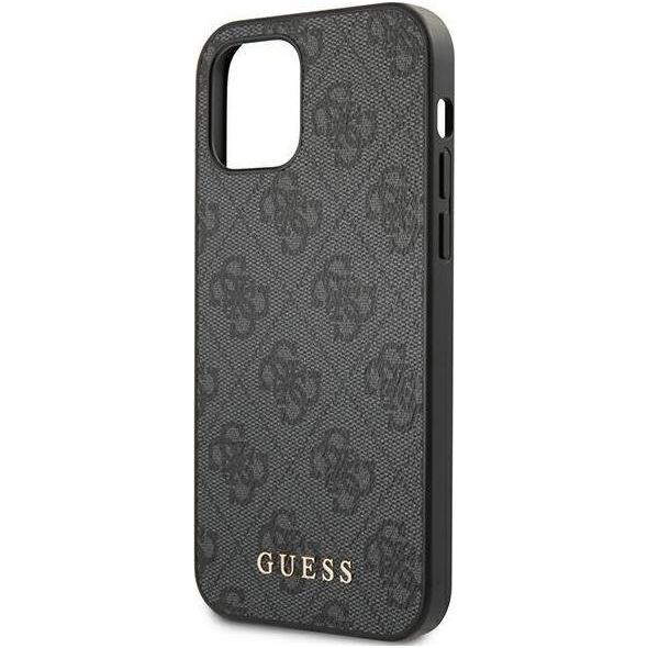 Guess Guess GUHCP12MG4GFGR iPhone 12 / 12 Pro 6,1" szary/grey hard case 4G Metal Gold Logo