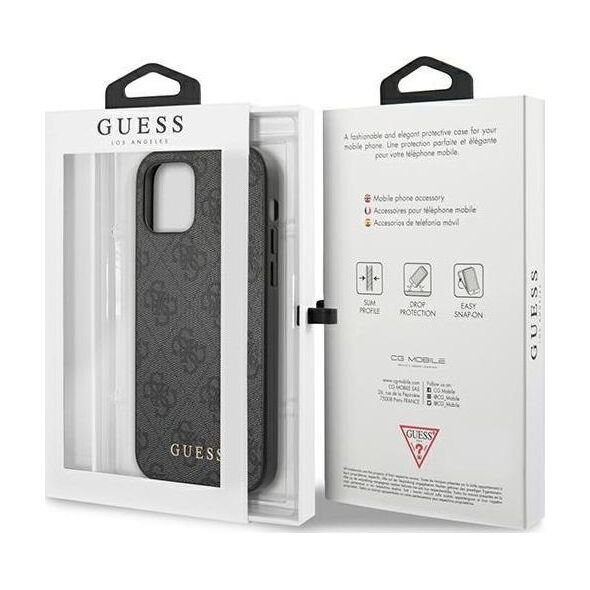 Guess Guess GUHCP12MG4GFGR iPhone 12 / 12 Pro 6,1" szary/grey hard case 4G Metal Gold Logo