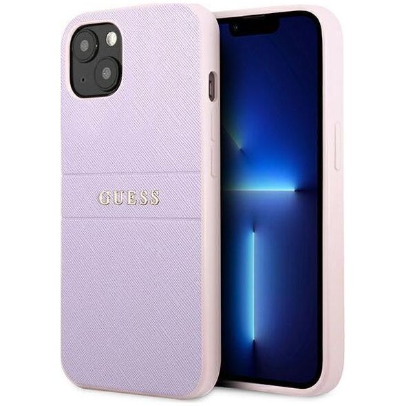 Guess Guess GUHCP13SPSASBPU iPhone 13 mini 5,4" fioletowy/purple Saffiano Hot Stamp & Metal Logo