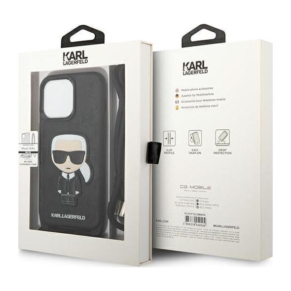 Karl Lagerfeld Karl Lagerfeld KLHCP13LCMNIPK iPhone 13 Pro / 13 6,1" hardcase czarny/black Leather Monogram Patch and Cord Iconik