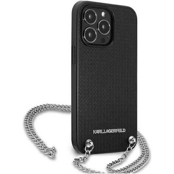 Karl Lagerfeld Karl Lagerfeld KLHCP13LPMK iPhone 13 Pro / 13 6,1" hardcase czarny/black Leather Textured and Chain