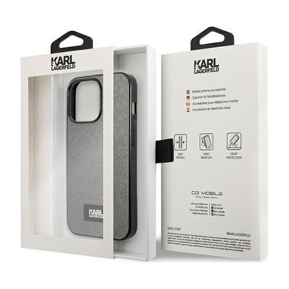 Karl Lagerfeld Karl Lagerfeld KLHCP13LSFMP2DG iPhone 13 Pro / 13 6,1" hardcase srebrny/silver Saffiano Plaque
