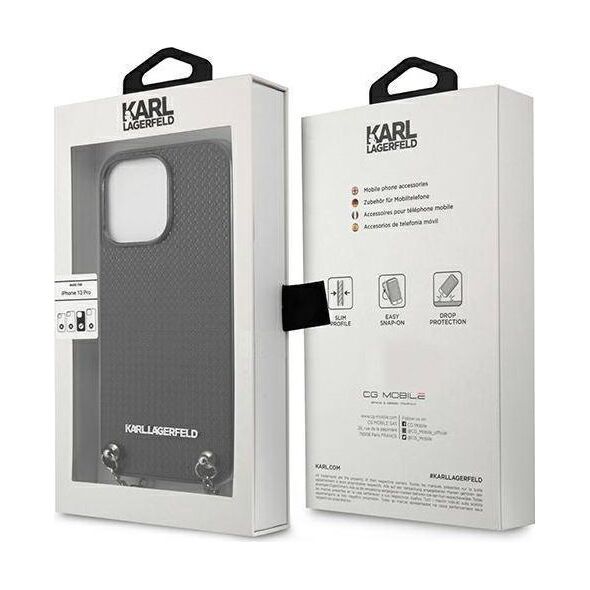 Karl Lagerfeld Karl Lagerfeld KLHCP13XPMK iPhone 13 Pro Max 6,7" hardcase czarny/black Leather Textured and Chain